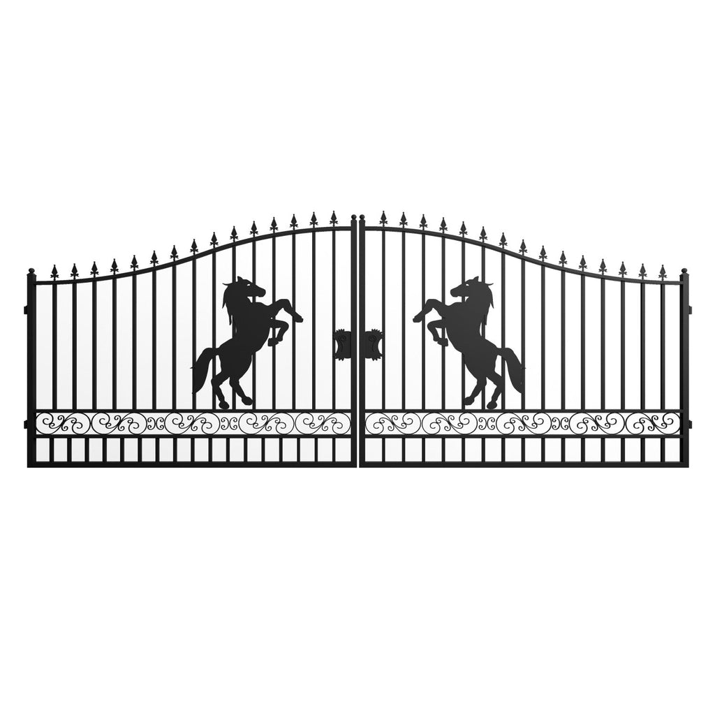 18x8 ft Steel Dual Swing Driveway Gate