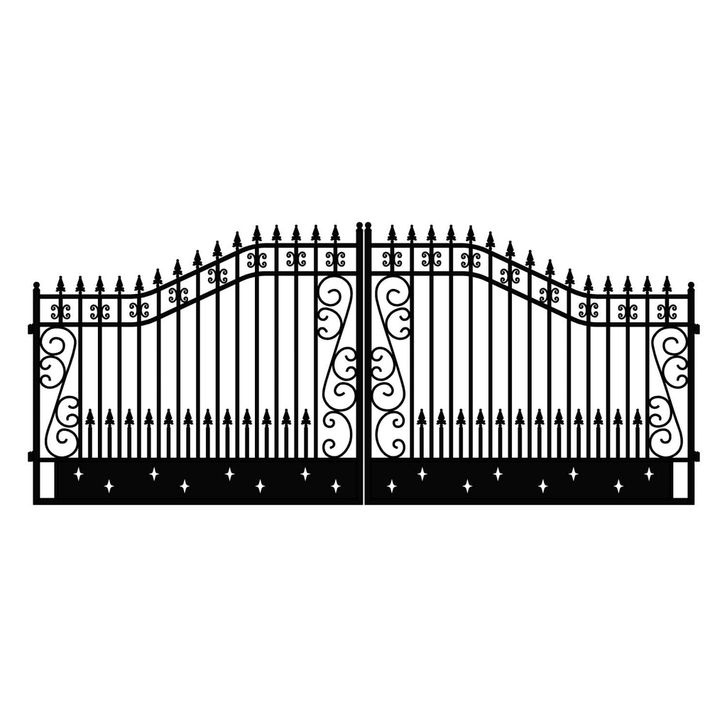 18x8 ft Steel Dual Swing Driveway Gate