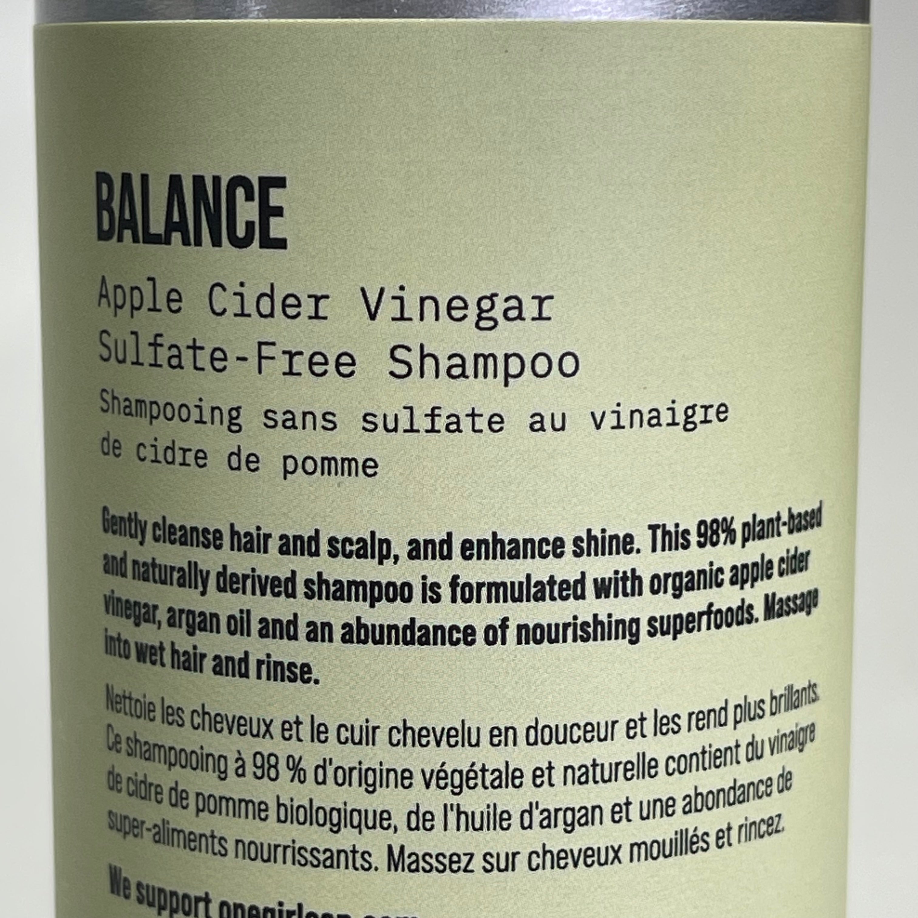 AG CARE Balance Shampoo Apple Cider Vinegar Sulfate-Free 12 fl oz 100094