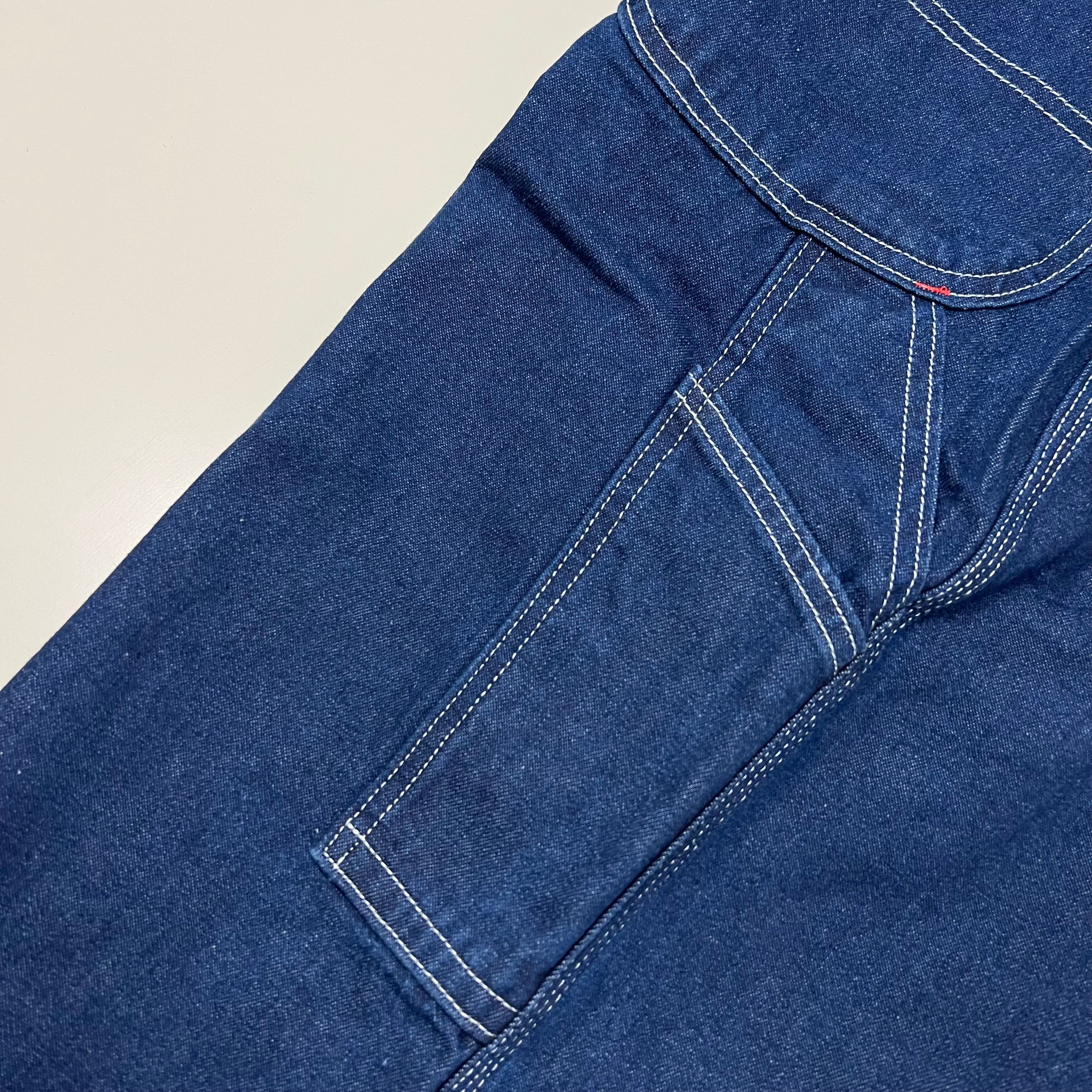 DICKIES Classic High Back Wide Leg Bib Overall Men's 40X30 Rinsed Indigo Blue