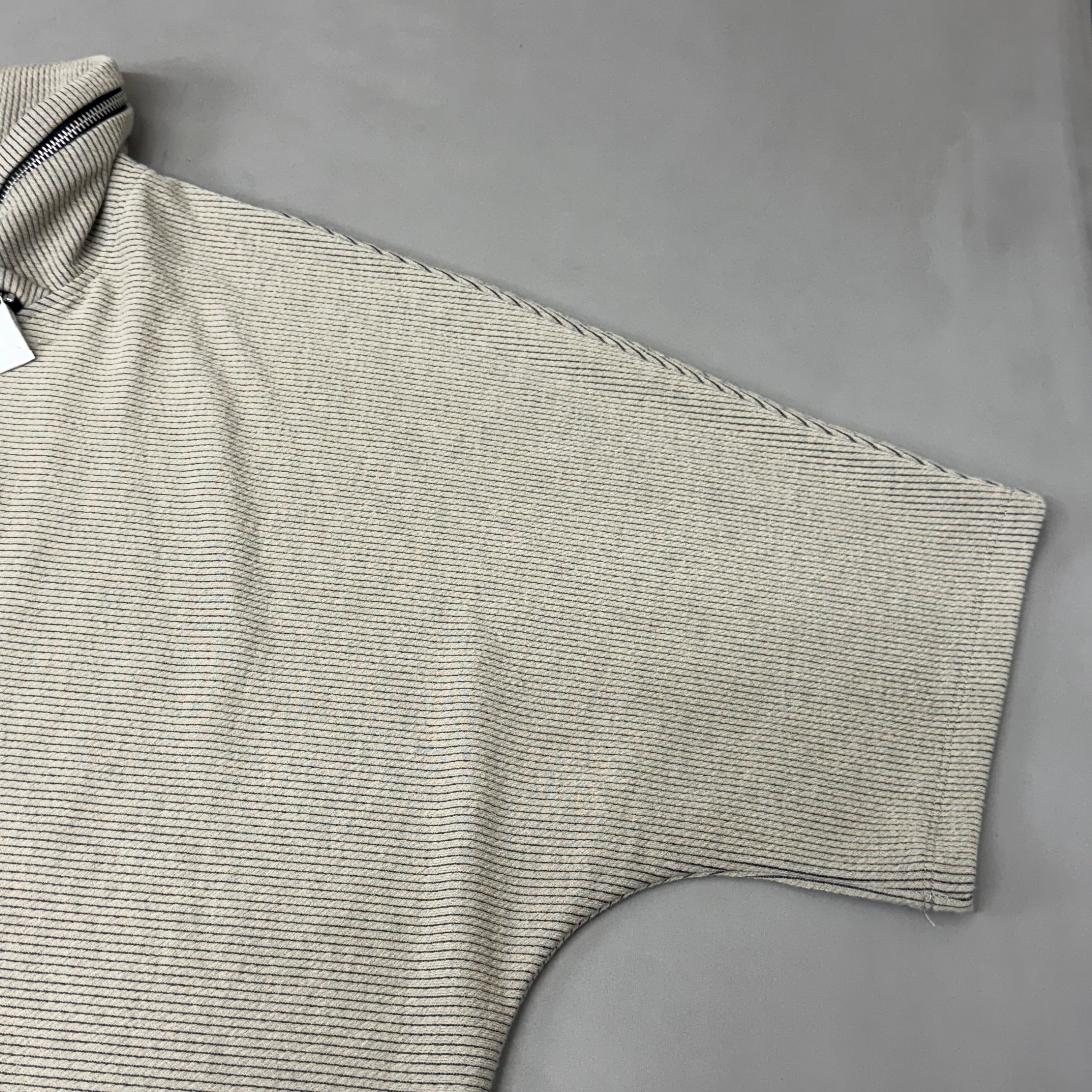 MULTIPLES Zippered Cowl Neck Top Petite Women's Sz PL Stone M44802TP