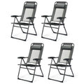 4 Pieces Patio Garden Adjustable Reclining Folding Chairs with Headrest