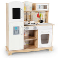 Wooden Kids Pretend Kitchen Playset Cooking Play Toy with Utensils and Sound
