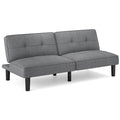 Convertible Folding Futon Sofa Bed with 6-Position Adjustable Backrest-Gray