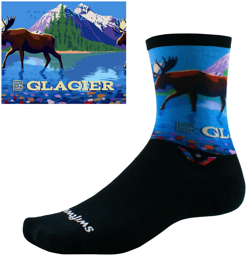 Swiftwick Vision Impression National Park Crew Socks - 6" Glacier Small