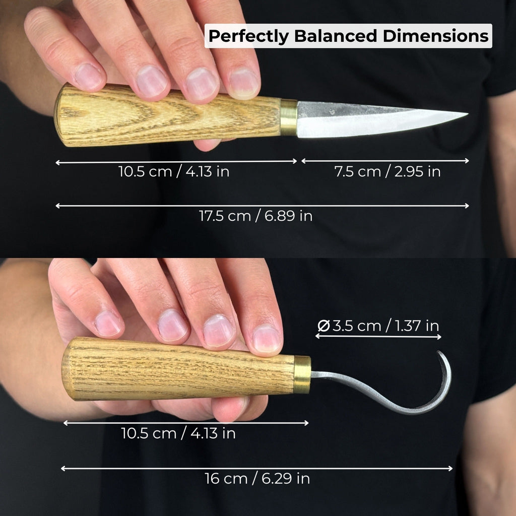2-Piece Spoon Carving Knife Set with Leather Sheaths