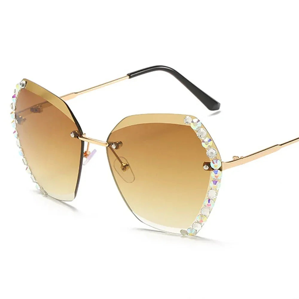 Vintage Oversized Rimless Sunglasses | Lightweight UV Protection Eyewear