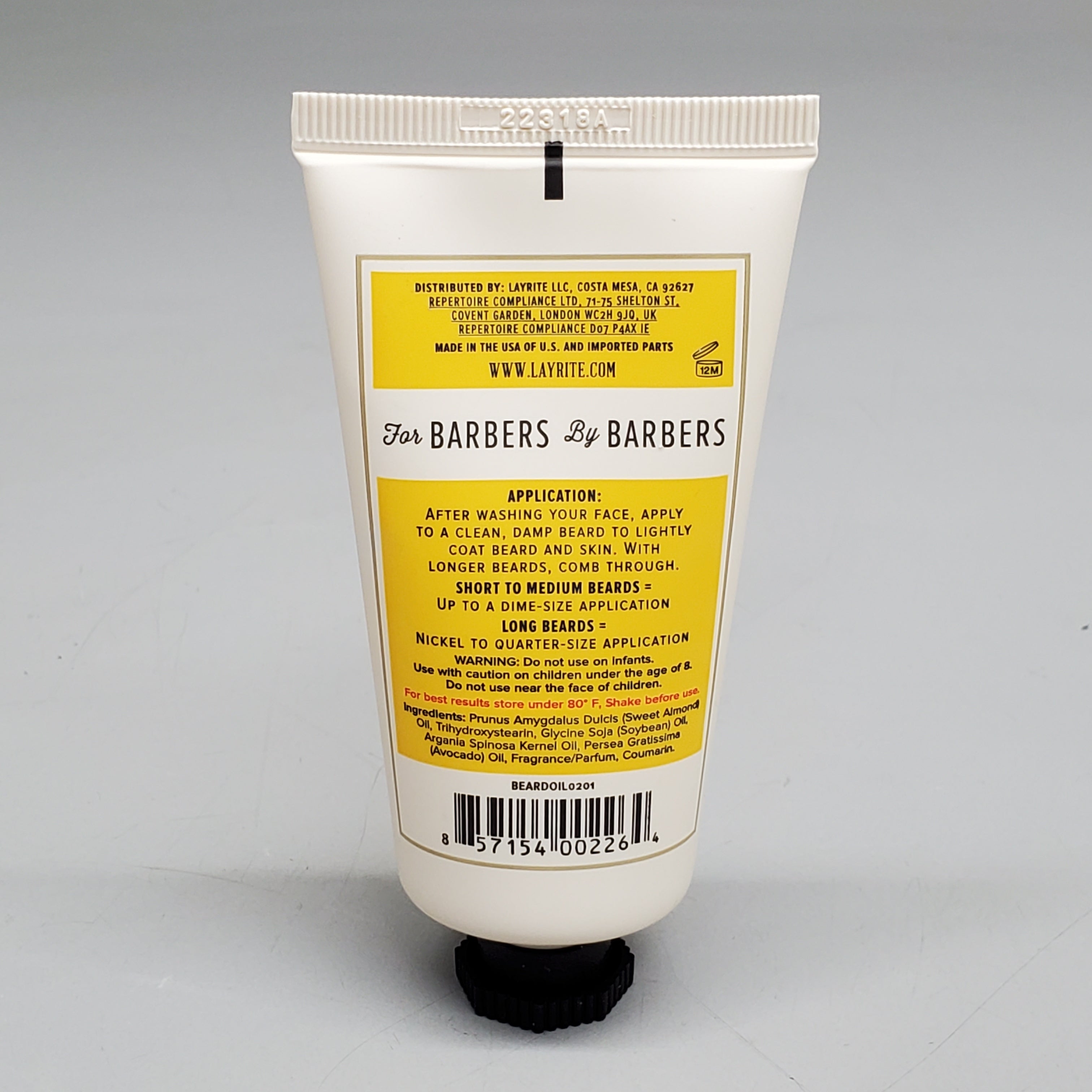 LAYRITE DELUXE Concentrated Beard Oil 2 fl oz Soothing Conditioning Fast Absorbing
