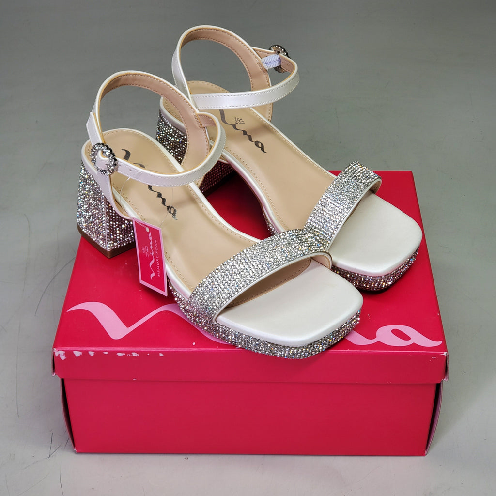 NINA Marysol Dress Sandals Girls SZ 5 M White Smooth / Stones K200652