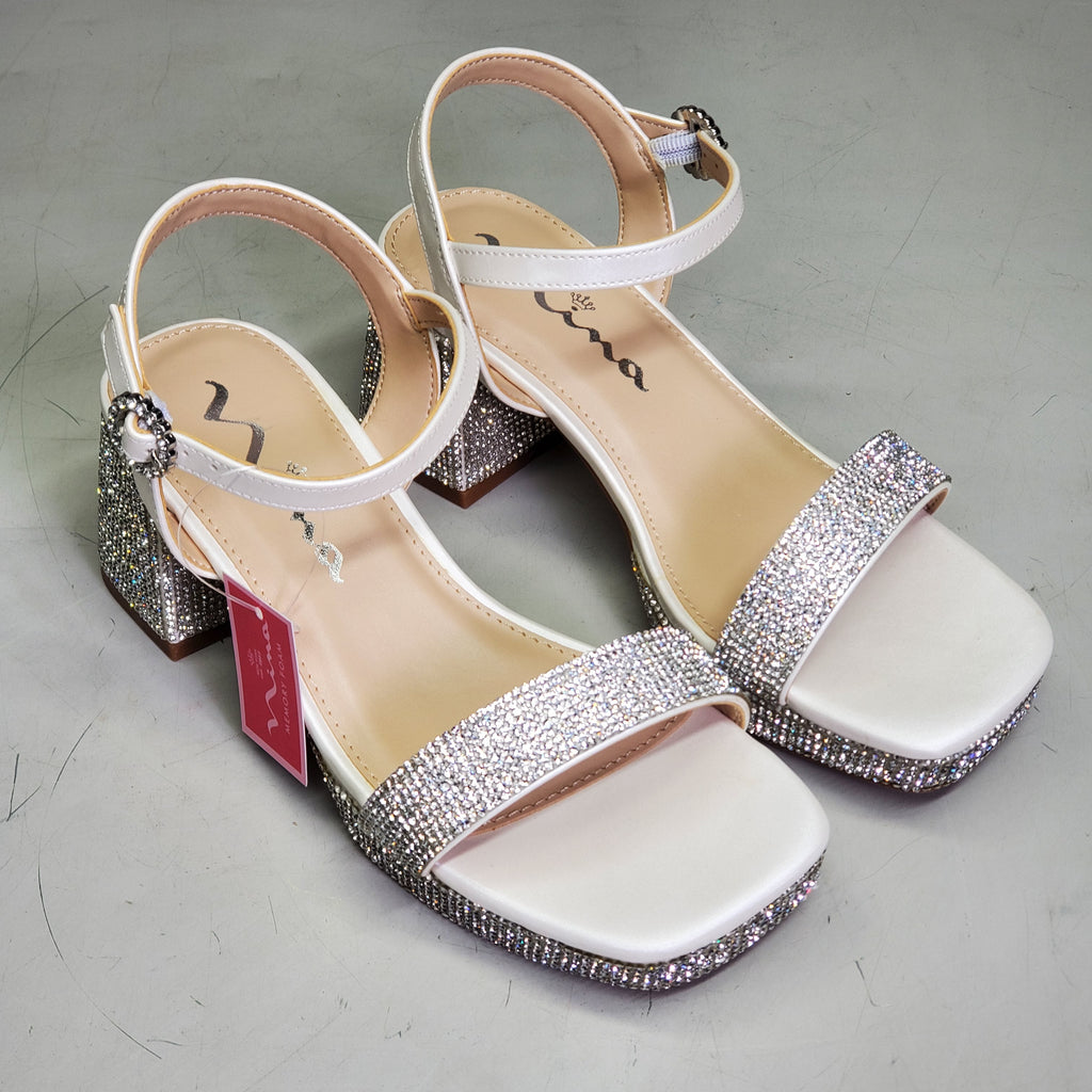 NINA Marysol Dress Sandals Girls SZ 5 M White Smooth / Stones K200652