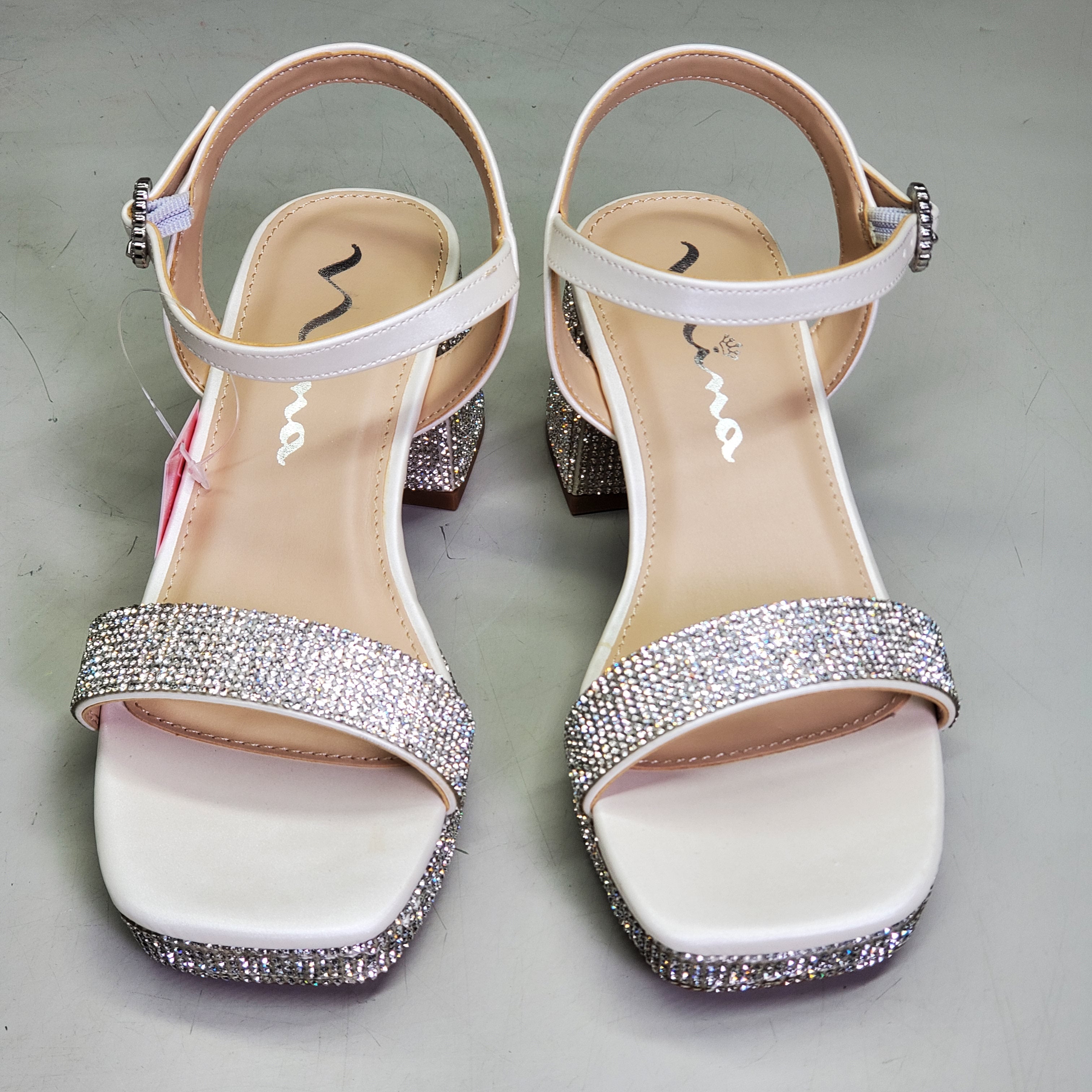 NINA Marysol Dress Sandals Girls SZ 5 M White Smooth / Stones K200652