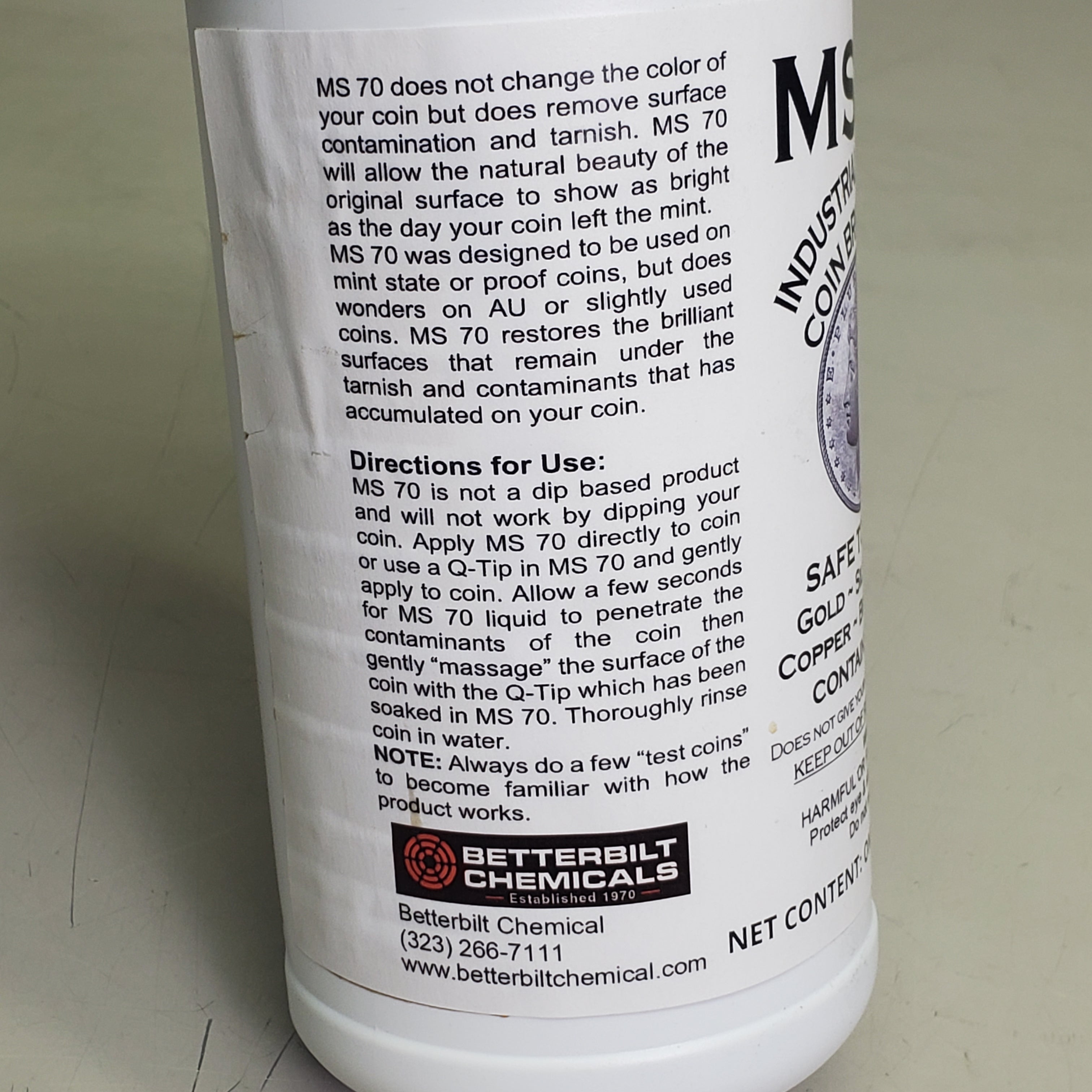 BETTERBILT CHEMICALS Industrial Strength Coin Brightener 1 Qt MS70 Safe On Gold Silver Nickel Copper Bronze Brass