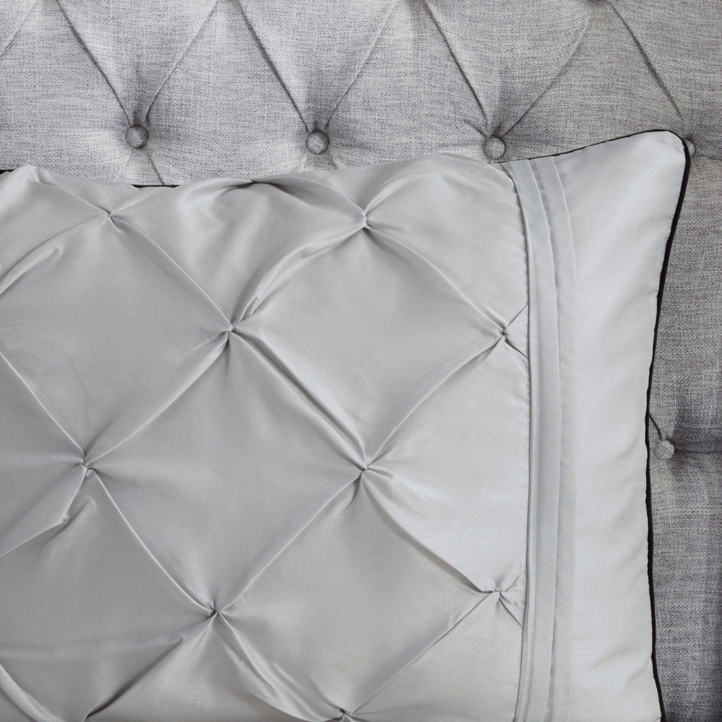 7 Piece Tufted Comforter Set Grey Full