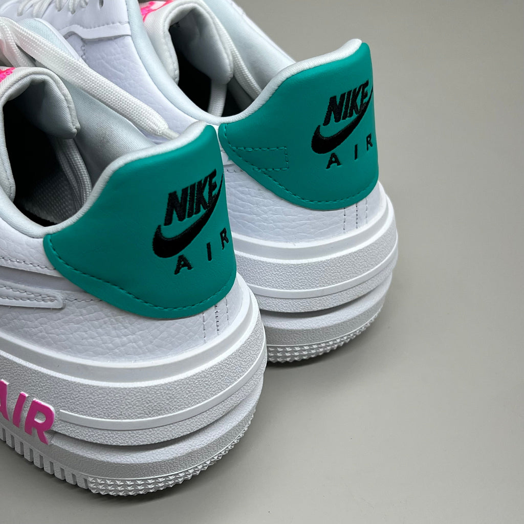 NIKE Air Force 1 PLT.AF.ORM Tapered Toe Shoes Sz Women's 9 White/Pink/Blue FN7180-100