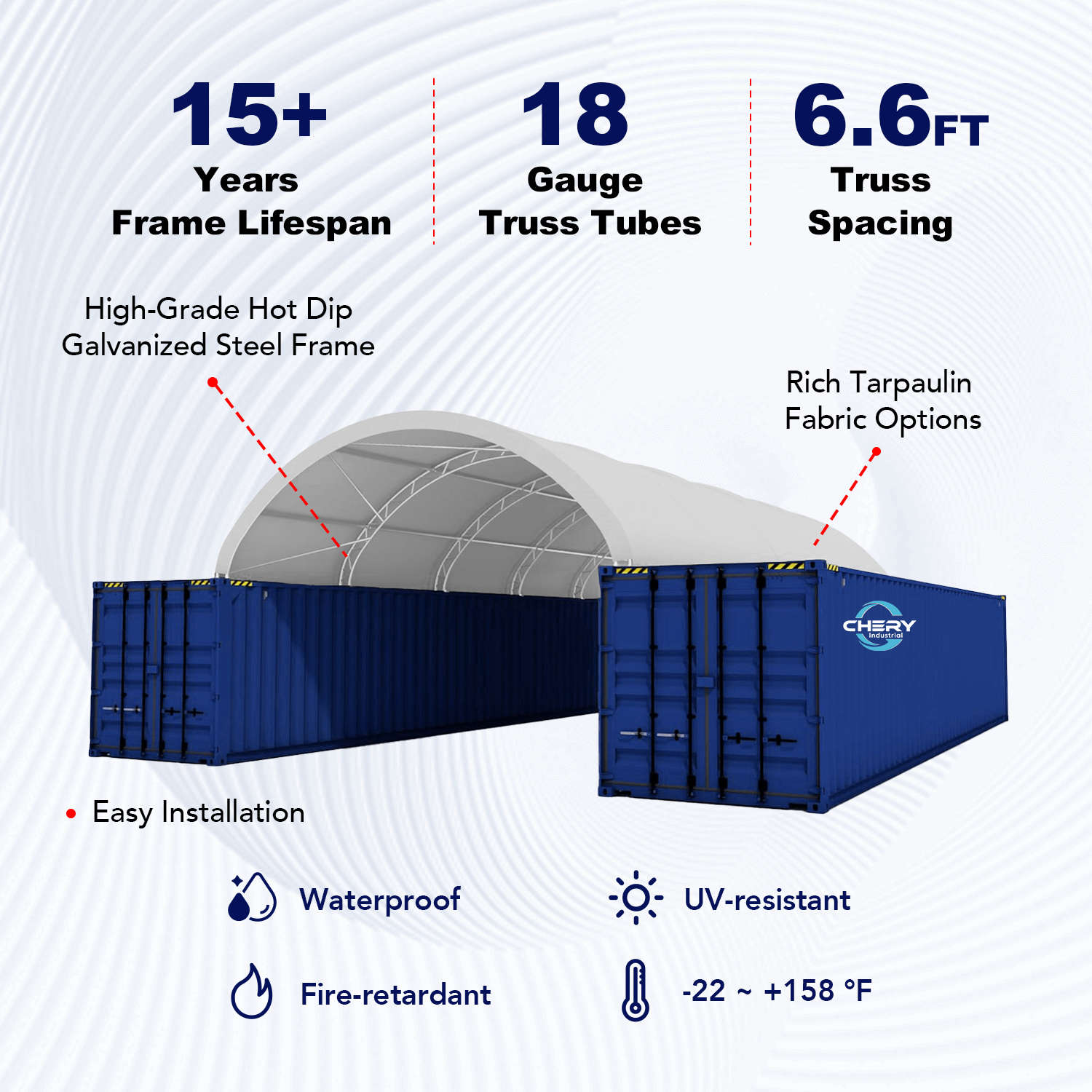 Reinforced 20'x40' Double Truss Container Shelter