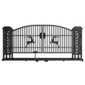 20x8 ft Dual Swing Driveway Gate with Ornamental Posts