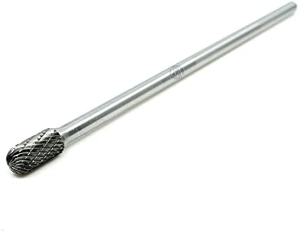 Benchmark Abrasives 6” Cylindrical Ball Nose Shape Double Cut Tungsten Carbide Die Grinder Bits Metal Deburring Tool Rotary Burr, 1/4 Inch Shaft, Engraving Tool for Woodworking Shaping Carving (SC-3)