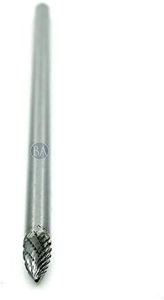 Benchmark Abrasives 6” Pointed Tree Shape Double Cut Tungsten Carbide Die Grinder Bits Metal Deburring Tool Rotary Burr, 1/4 Inch Shaft, Engraving Tool for Woodworking Shaping Carving (SG-1)