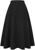 IDEALSANXUN Womens Plaid Wool Skirts Elastic Waist A-Line Pleated Tartan Long Skirts