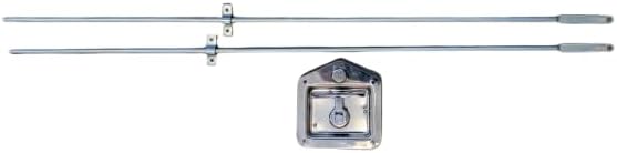 Tool Box Cabinet Latch Stainless Steel Three Point Folding T Handle Locking with (2) Connecting Rods 5/16 x 34L. Mounts to Flat Panel Surface. Installation Expertise is Required!