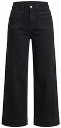 GRAPENT Women's Wide Leg Jeans High Waisted Cropped Stretchy Denim Pants