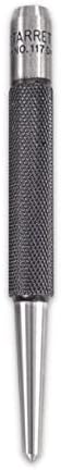 Starrett Steel Center Punch with Round Shank and Knurled Finger Grip - Hardened and Tempered Steel, 4" Length, 5/32" Diameter Tapered - 117D