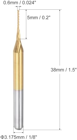 uxcell 10Pcs 0.6mm Titanium Coat Carbide End Mill Engraving Milling Cutter CNC Router Bits for PCB Machine, 1/8" Shank