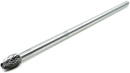 Benchmark Abrasives 6” Oval/Egg Shape Double Cut Tungsten Carbide Die Grinder Bits Metal Deburring Tool Rotary Burr, 1/4 Inch Shaft, Engraving Tool for Woodworking Shaping Carving (SE-3)