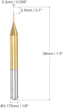uxcell 10Pcs 0.2mm Titanium Coat Carbide End Mill Engraving Milling Cutter CNC Router Bits for PCB Machine, 1/8" Shank