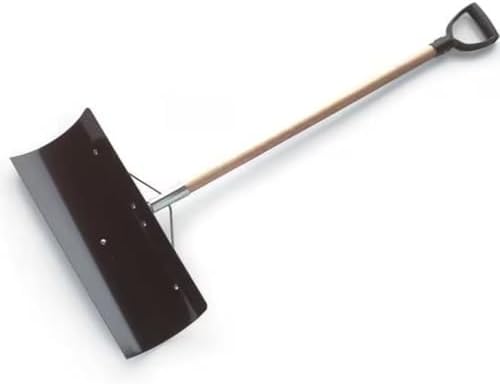 Snow Shovel with Wide 24-inch Steel Blade | 42-inch D-Grip Wood Handle Snow Pusher