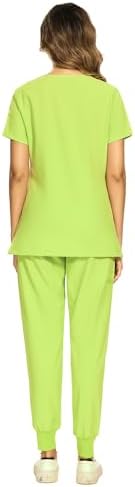 COZYFIT Scrubs for Women Set - Stretch V-Neck & Jogger Pant with 9 Pockets