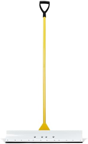 Outvita Snow Pusher with D-Ring Handle Grip, 29 inch Wide Shovel, Yellow