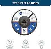 Benchmark Abrasives 6" x 7/8" Zirconia Type 29 Flap Discs, 120 Grit