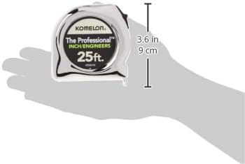 Komelon 425IEHV High-Visibility Professional Tape Measure Bother Inch and Engineer Scale Printed 25-Feet by 1-Inch, Chrome