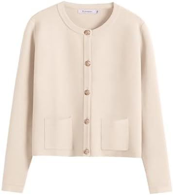 ANRABESS Women's Button Down Cropped Striped Cardigan Sweaters