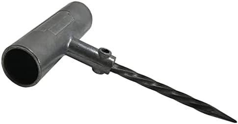 Aluminum T-Handle Tire Plug Repair Tool - Replaceable Steel Spiral Probe Needle