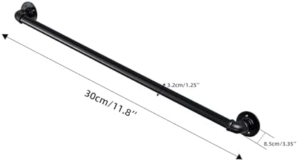 1FT Metal Staircase Hand Rail, Wall-Mounted Industrial Pipe Stair Handrail | Black Galvanized Iron Handrails for Garage, Porch, Toilet, Yard and Garden, Vintage Railing for Outdoor Indoor Stairs