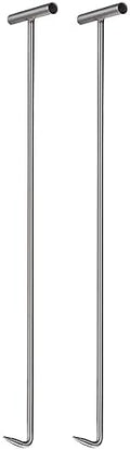 uxcell 2Pcs 34inch T-Handle Meat Boning Hook with Wide Handle, Stainless Steel T Hooks for Kitchen, Butcher Shop, Restaurant, BBQ Tool, Silver