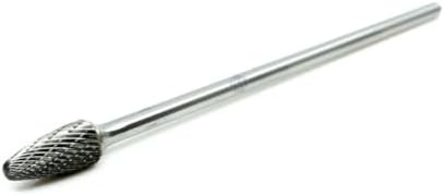 Benchmark Abrasives 6” Pointed Tree Shape Double Cut Tungsten Carbide Die Grinder Bits Metal Deburring Tool Rotary Burr, 1/4 Inch Shaft, Engraving Tool for Woodworking Shaping Carving (SF-5)
