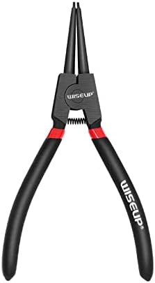 WISEUP Circlip Pliers 7 inch, Straight External Tips (Tip Diameter 1/20") Snap Ring Pliers Heavy Duty for C Clip Remover Retaining