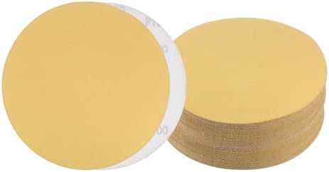 50pcs No Hole Sanding Discs- [ 8 Inch 100 Grit ] Round Hook and Loop Grip Sanding Pads Sheet Sandpaper for Automotive Woodworking Metal Polishing Use| Gold, Aluminum Oxide