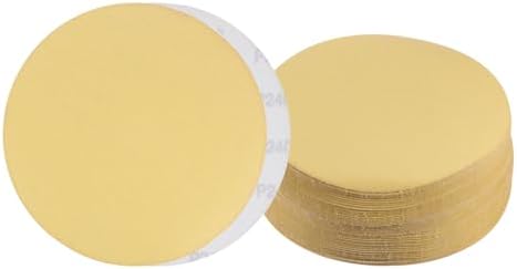 50pcs No Hole Sanding Discs- [ 8 Inch 240 Grit ] Round Hook and Loop Grip Sanding Pads Sheet Sandpaper for Automotive Woodworking Metal Polishing Use| Gold, Aluminum Oxide