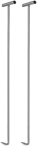 uxcell 2Pcs 46inch T-Handle Meat Boning Hook with Wide Handle, Stainless Steel T Hooks for Kitchen, Butcher Shop, Restaurant, BBQ Tool, Silver