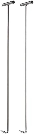 uxcell 2Pcs 46inch T-Handle Meat Boning Hook with Wide Handle, Stainless Steel T Hooks for Kitchen, Butcher Shop, Restaurant, BBQ Tool, Silver