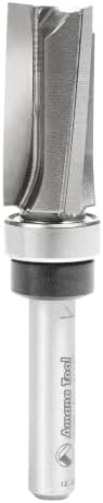 Amana Tool 45460-3US Carbide Tipped Flush Trim Plunge Template Up Shear Angle 1/2 D x 1 Inch CH x 1/4 SHK w/Upper Ball Bearing Router Bit