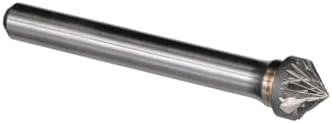 Drill America SK-3 Carbide Burr/Rotary File 90 Degree Included Angle Double Cut for Die Grinder 3/8" Dia. x 3/16" Cut Length with 1/4" Shank and 2-1/16" Overall Length, DUL Series