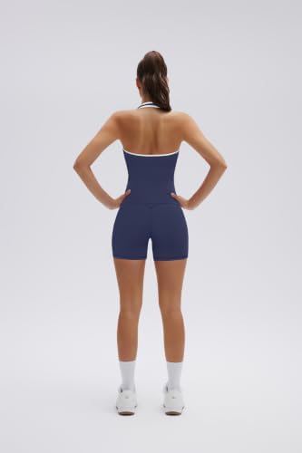 SUUKSESS Women 2 Piece Workout Sets Halter Neck Yoga Tops Gym Biker Shorts
