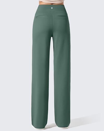 G4Free EverGoing Fleece Lined Wide Leg Pants for Women Dressy Work Casual