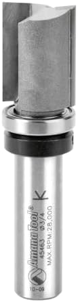 Amana Tool 45463 Carbide Tipped Flush Trim Plunge Template Router Bit 3/4 Dia x 1 Inch x 1/2 Shank with Upper Ball Bearing
