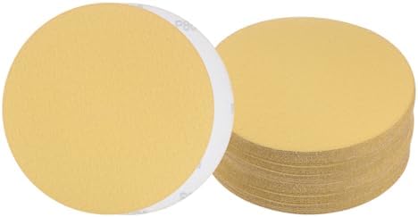 50pcs No Hole Sanding Discs- [ 8 Inch 80 Grit ] Round Hook and Loop Grip Sanding Pads Sheet Sandpaper for Automotive Woodworking Metal Polishing Use| Gold, Aluminum Oxide